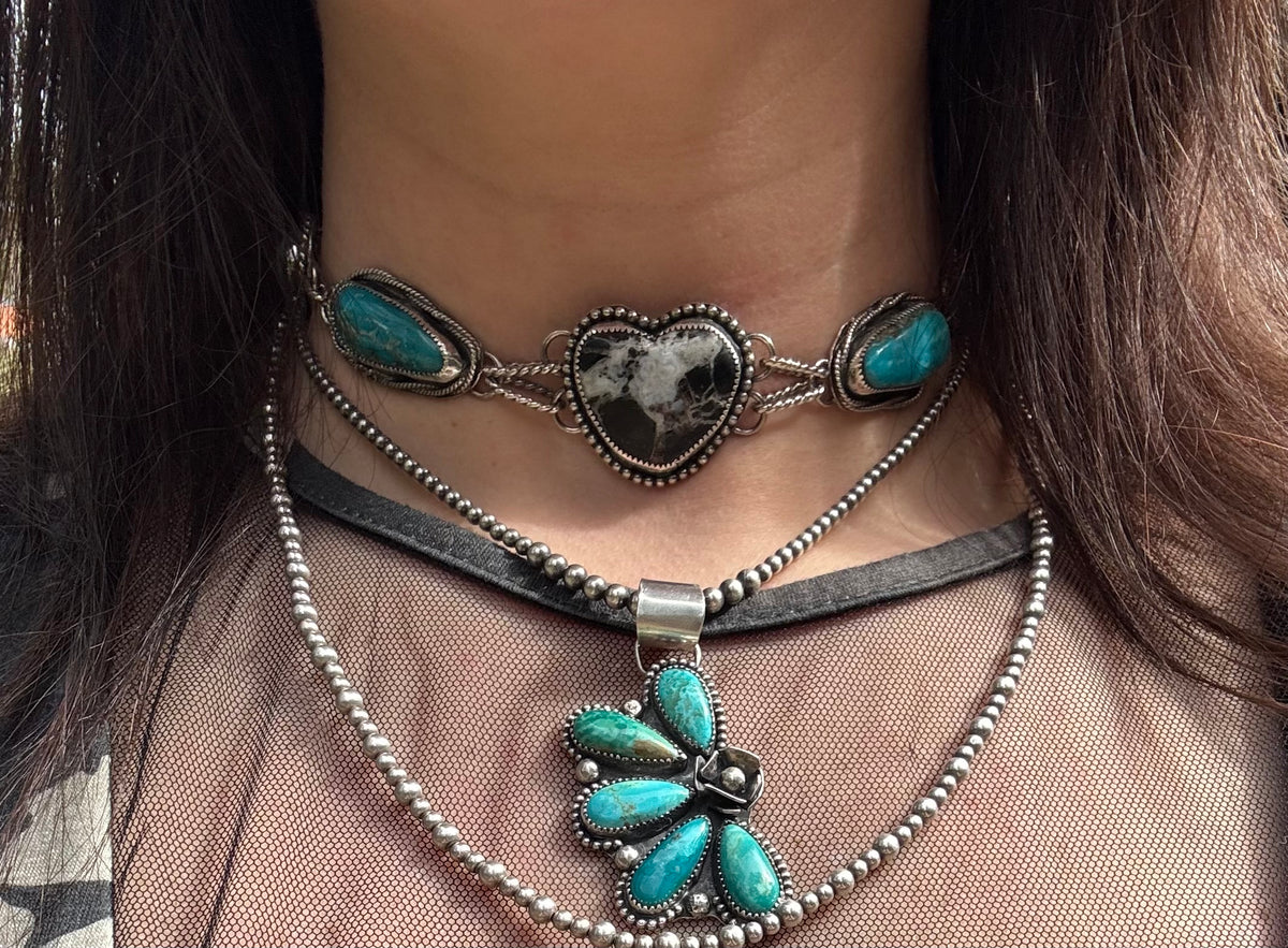 White Buffalo Heart choker
