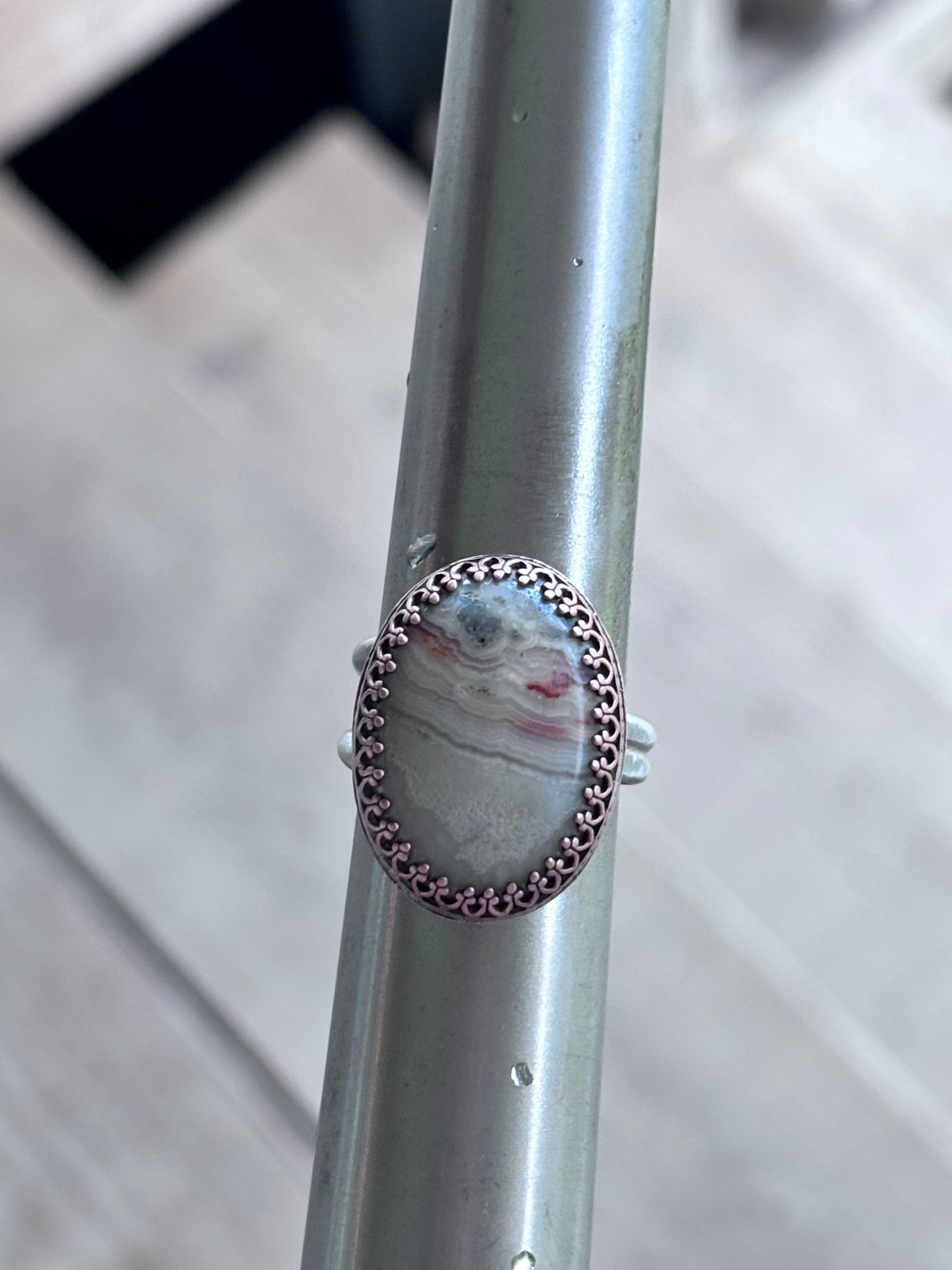 Copper Crazy Lace Agate adjustable ring