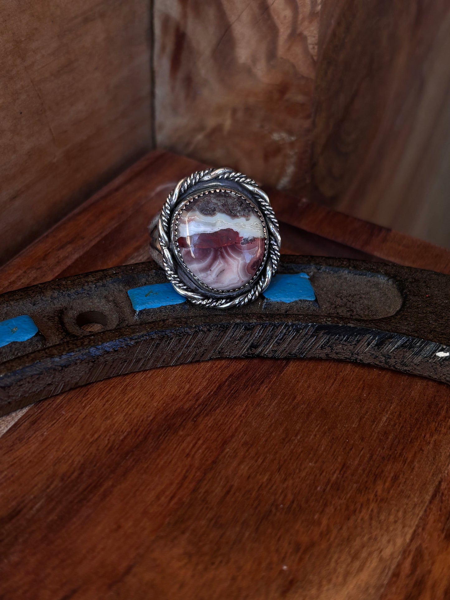 Crazy Lace Agate Ring sz 11
