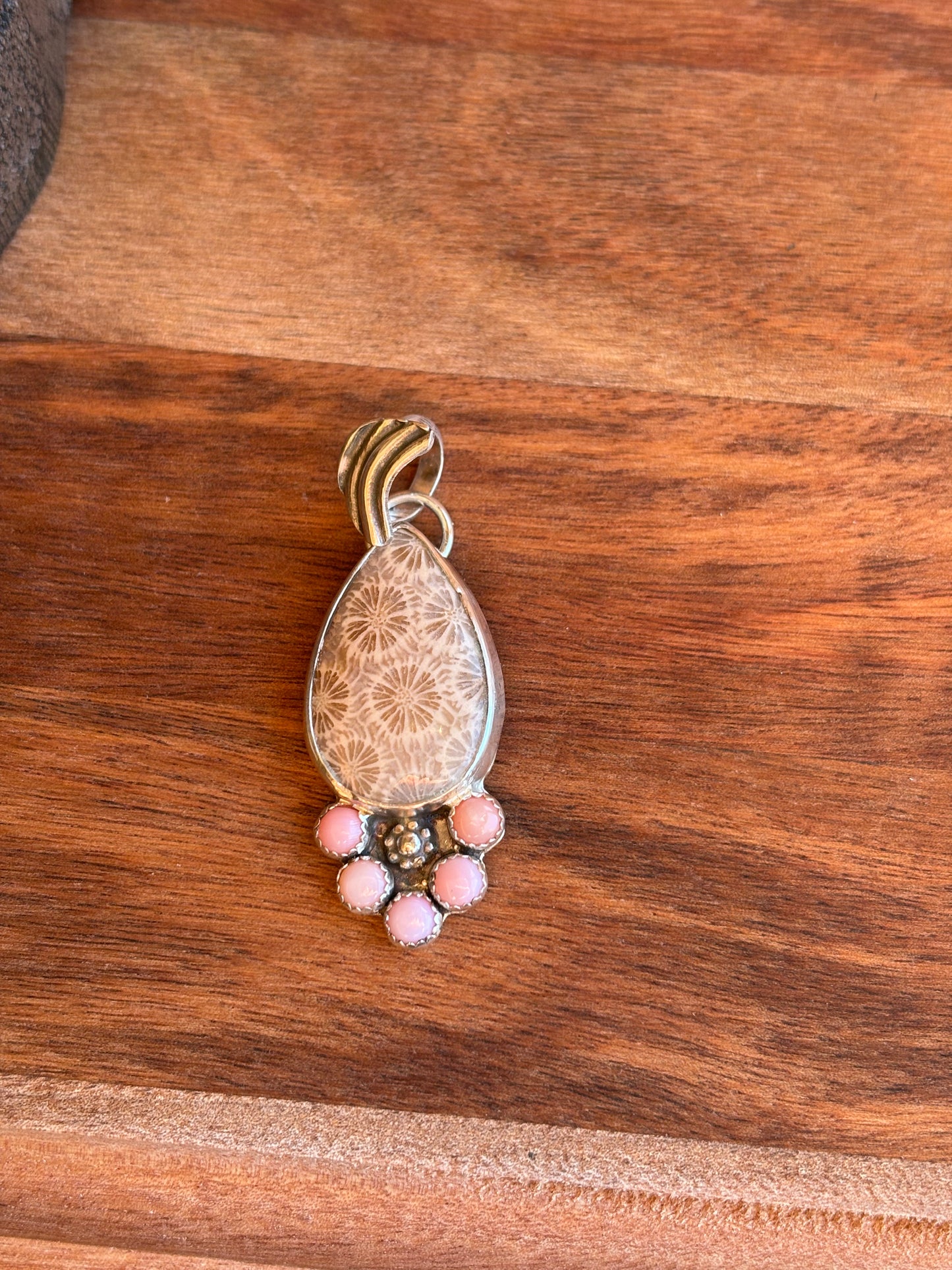 Custom Fossilized coral pendant