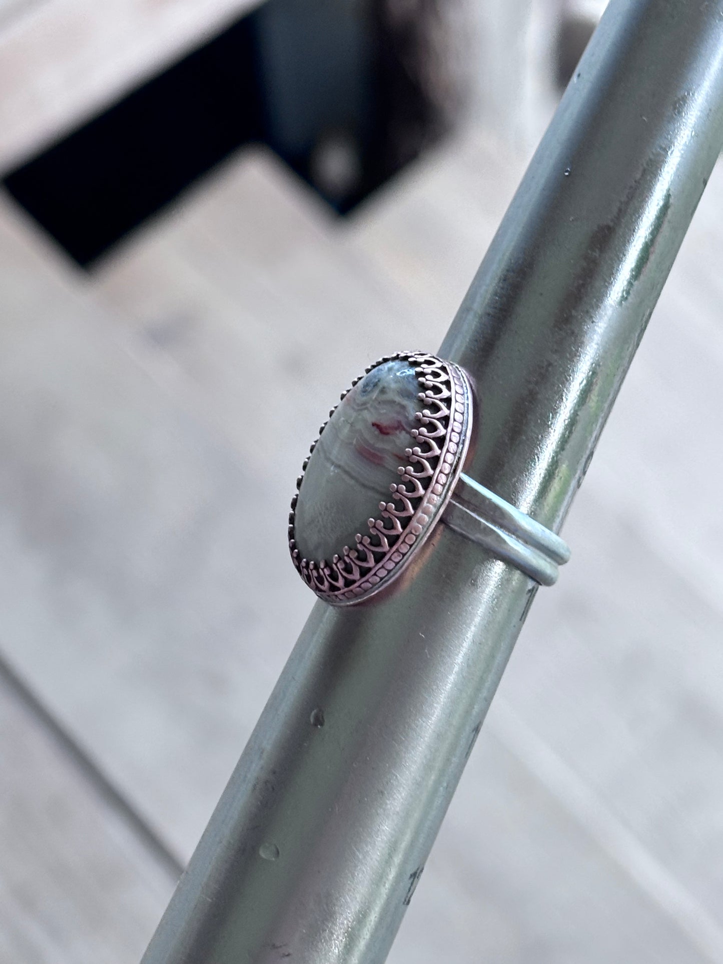 Copper Crazy Lace Agate adjustable ring