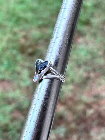 Sterling shark tooth adjustable ring