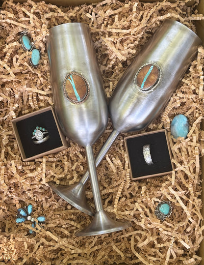 Royston Ribbon Wedding Champagne Flutes