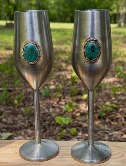 Chysocolla Wedding champagne flutes