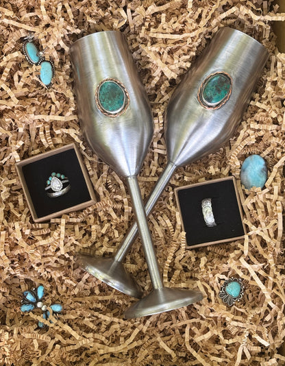 Chysocolla Wedding champagne flutes