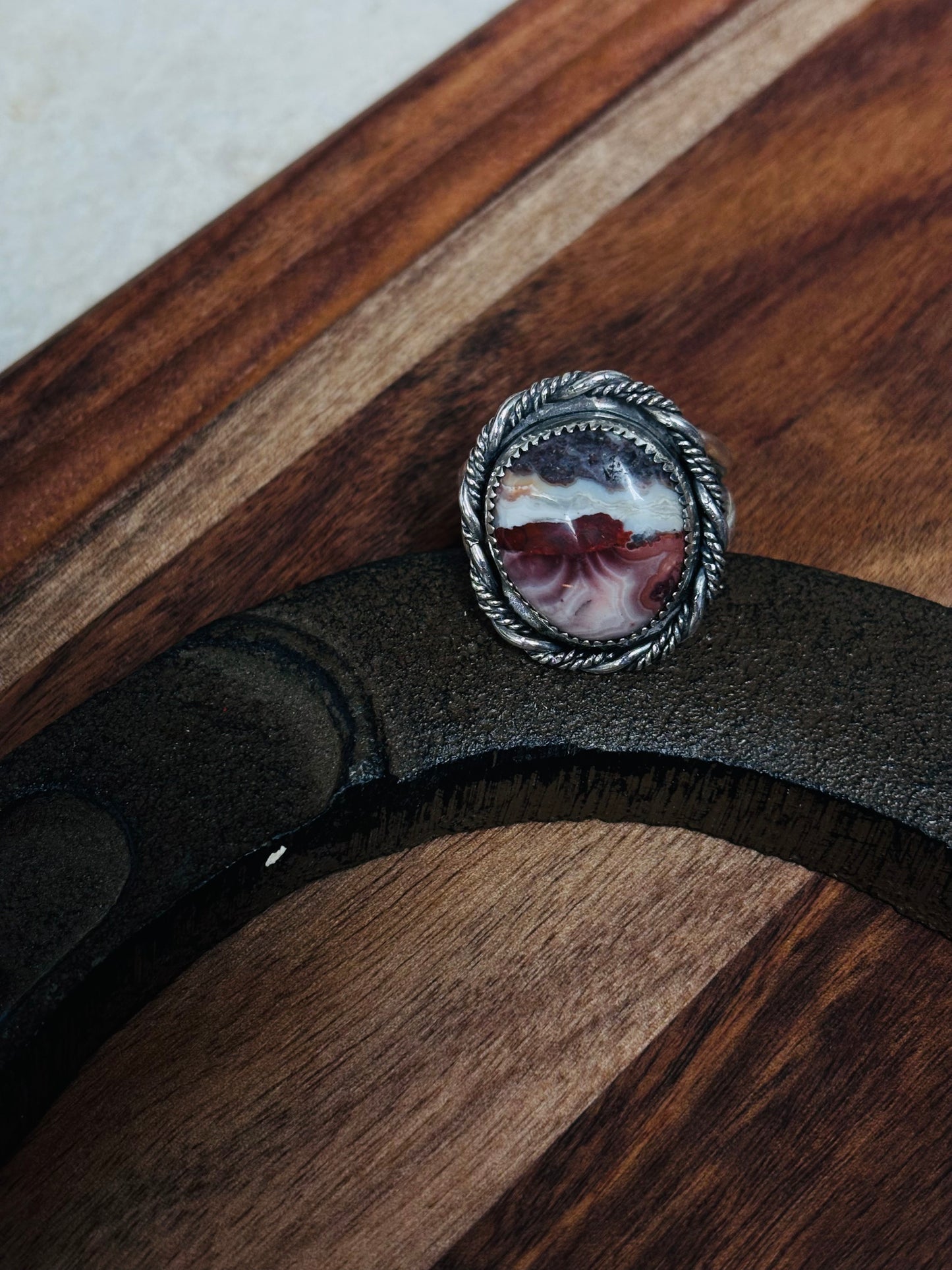 Crazy Lace Agate Ring sz 11
