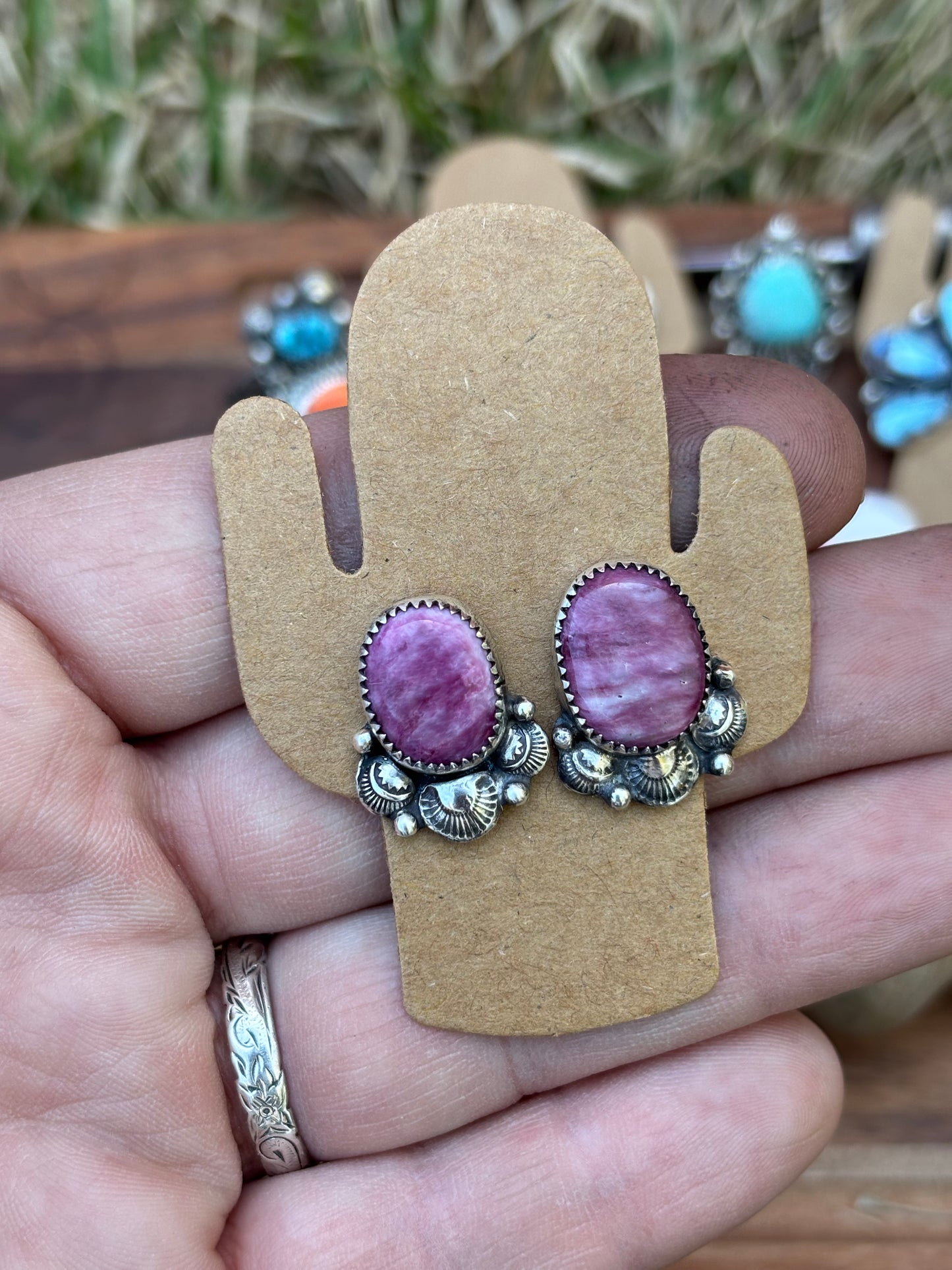 Purple spiny decorated studs
