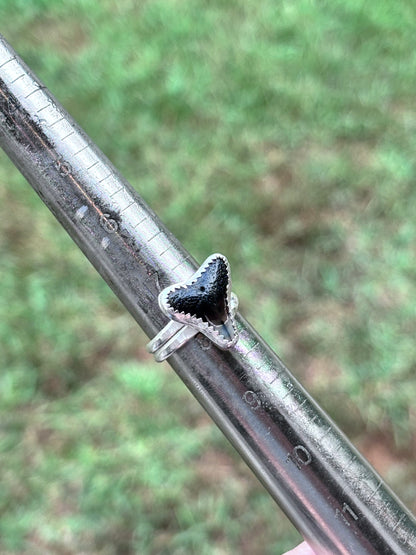 Sterling shark tooth adjustable ring